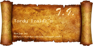 Tordy Izaiás névjegykártya